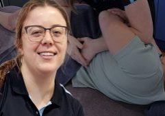 Dr Steph Morstead pictured in front of a lady being treated for side pain